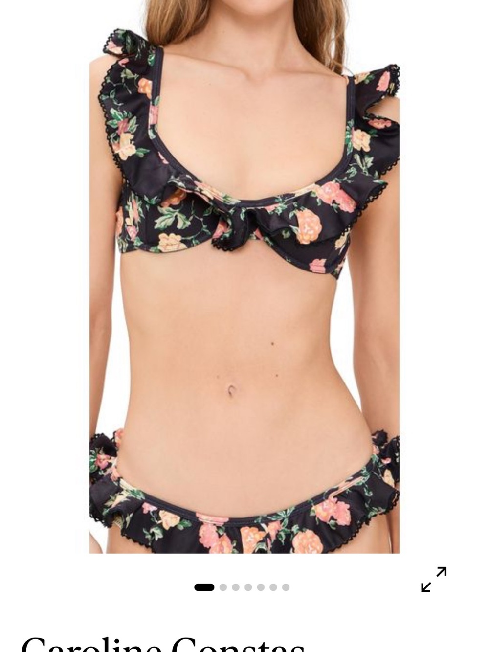 Caroline Constas Black Floral Ruffle Bikini Set